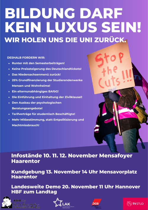 Kundgebung "Bildung darf kein Luxus sein"