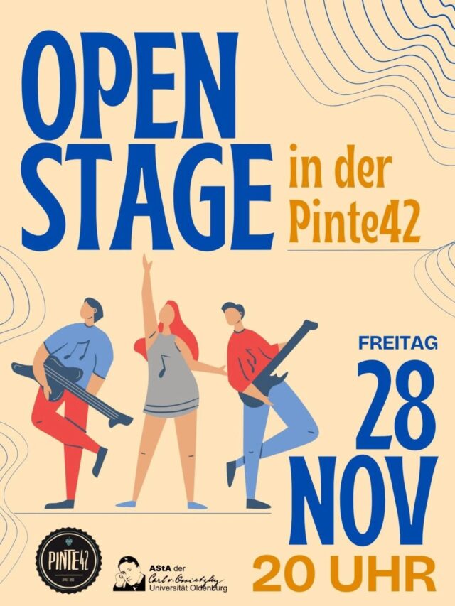 English version below.

Wir veranstalten zusammen mit der @pinte.42 eine offene Bühne.

Wir wollen allen Musiker:innen unter euch eine offene Bühne bieten, egal ob Anfänger:in, Fortgeschrittene:r oder Profi.
Also kramt eure Instrumente raus und schwingt euch aufs Rad zur Pinte42. Eine Anmeldung ist nicht notwendig.
Natürlich sind auch Zuhörer:innen herzlich willkommen.
Kommt vorbei und lasst uns einen wunderbaren musikalischen Abend feiern!

Vor Ort steht zur Verfügung: PA, Mikrophon, Gitarren- und Bassverstärker, E-Piano und Schlagzeug. Alles Weitere bitte selbst mitbringen!

____
We are organizing an Open Stage together with @pinte.42 .

We want to offer an open stage to all musicians among you, no matter if you are a beginner, advanced, or professional.
So, pick up your instruments and get on your bike to Pinte42. No registration required.
Of course, listeners are also welcome.
Come along and let's have a wonderful musical evening!

On site you will find: PA, microphone, guitar and bass amplifier, electric piano and drums.
Please bring everything else yourself!