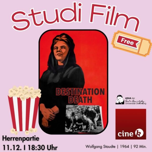 Kostenlos! (Mit der Campuscard) 🥵🥵🥵🥵
Herrenpartie im CineK😎😎😎😎🤙🤙🤙🤙
Am 11.12. um 18:30 😯😯😯😯😯😯
________

Ein deutscher Männerchor der Tätergeneration reist in ein jugoslawisches Dorf voller Frauen und wird Opfer fehlender Gastfreundschaft. Ihr junger Fahrer reist zwar gerne mit, aber ist gegen Nazis. 

Ulrike Weckel schreibt über die Rezeptionsgeschichte des Films: 

„Als Herrenpartie im November für vier Tage in einem Hamburger Vorstadtkino lief, verteilte eine „Arbeitsgemeinschaft für Heimatschutz” vor dem Eingang Flugblätter, auf denen der Staatspräsident Josip Tito in einem fingierten persönlichen Brief seinem „liebe[n] Wolfgang Staudte” für dessen „hervorragenden Dienst” dankte: Wenn die Deutschen sich dank Herrenpartie kräftig schämten, komme der Weltkommunismus seinem Ziel, „die Bundesrepublik zu schlucken”, ein großes Stück näher, und für die Erpressung deutscher Wiedergutmachungszahlungen sei der Film auch äußerst hilfreich.”

Spricht ja erstmal für den Film...

Die Aufregung über das „Machwerk übelster Art” und die „antideutsche Selbstbesudelung” rührte dabei nicht bloß her von der Schlussstrich-Mentalität. Auch die Darstellung der jugoslawischen Frauen, die „als Objekte heterosexuellen Begehrens als auch als Zivilisationsinstanz für die deutschen Männer aus[scheiden]”, scheint die Abneigung gegenüber dem Film in der westdeutschen Presse mitbegründet zu haben. 

Ob die Figur des jungen Fahrers von der bundesdeutschen Presse als zu undifferenziert beschrieben wurde, gerade weil sie sich in ihm selbst erkannte, das wird kaum zu beantworten sein. Festzuhalten ist, dass seine Abgrenzung zur Tätergeneration die Frage nach Konsequenzen offen lässt – der postnazistischen Realität in nichts nachsteht.