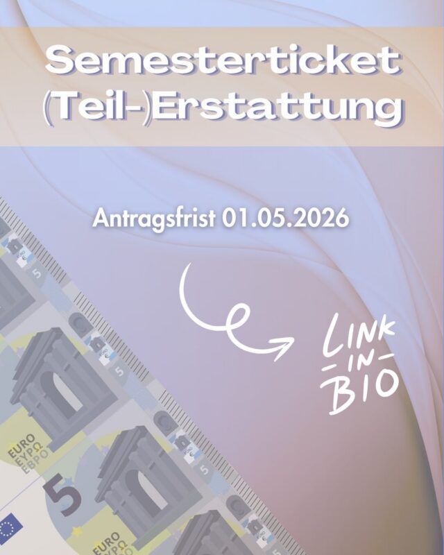 💸 Semester ticket refund – here’s what you need to know!
You may be eligible to get your semester ticket contribution (partly) refunded through the AStA.

👉 Just fill out the application form on our website and submit it יחד with the required documents.

✔️ Possible reasons include:
• Financial hardship
• Study-related absence (min. 90 days)
• Semester abroad
• Dual enrollment
• Exmatriculation / withdrawal of enrollment
• Illness
• Leave of absence

ℹ️ Important: Refunds are only possible for the current semester, and the reason must apply during that time.

🔎 Check our website for full details and required documents:
www.asta-uol.de/semesterticktet-erstattung

#AStA #SemesterTicket #Refund #UniOldenburg
