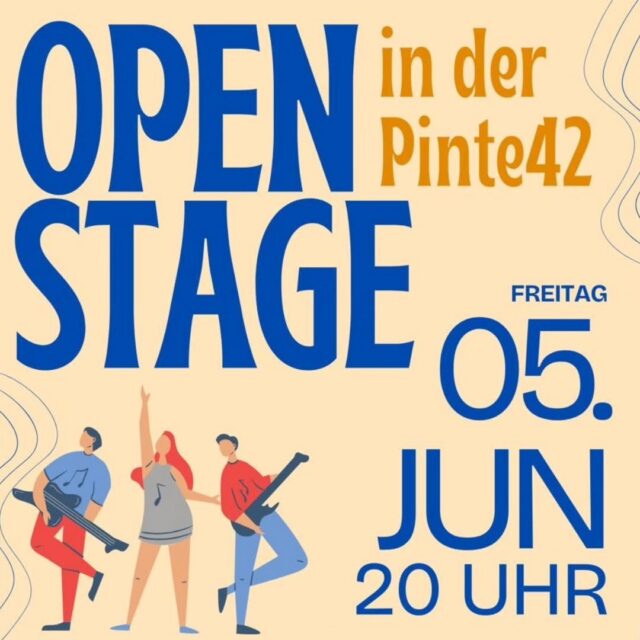 English version below.

Wir veranstalten zusammen mit der @pinte.42 eine offene Bühne.

Wir wollen allen Musiker:innen unter euch eine offene Bühne bieten, egal ob Anfänger:in, Fortgeschrittene:r oder Profi.
Also kramt eure Instrumente raus und schwingt euch aufs Rad zur Pinte42. Eine Anmeldung ist nicht notwendig.
Natürlich sind auch Zuhörer:innen herzlich willkommen.
Kommt vorbei und lasst uns einen wunderbaren musikalischen Abend feiern!

Vor Ort steht zur Verfügung: PA, Mikrophon, Gitarren- und Bassverstärker, E-Piano und Schlagzeug. Alles Weitere bitte selbst mitbringen!

——

We are organizing an Open Stage together with @pinte.42.

We want to offer an open stage to all musicians among you, no matter if you are a beginner, advanced, or professional.
So, pick up your instruments and get on your bike to Pinte42. No registration required.
Of course, listeners are also welcome.
Come along and let's have a wonderful musical evening!

On site you will find: PA, microphone, guitar and bass amplifier, electric piano and drums.
Please bring everything else yourself!