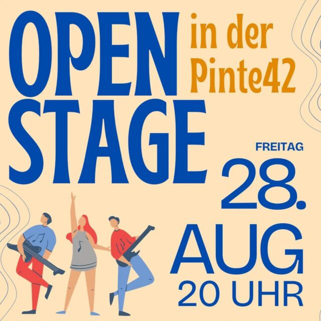 Wir veranstalten zusammen mit der @pinte.42 eine offene Bühne. 

Wir wollen allen Musiker:innen unter euch eine offene Bühne bieten, egal ob Anfänger:in,
Fortgeschrittene:r oder Profi. Also kramt eure Instrumente raus und schwingt euch aufs Rad zur Pinte42. Eine Anmeldung ist nicht notwendig. Natürlich sind auch Zuhörer:innen herzlich willkommen. Kommt vorbei und lasst uns einen wunderbaren musikalischen Abend feiern!

Vor Ort steht zur Verfügung: PA, Mikrophon, Gitarren- und Bassverstärker, E-Piano und Schlagzeug. Alles Weitere bitte selbst mitbringen!

We are organizing an Open Stage together with @pinte.42. 

We want to offer an open stage to all musicians among you, no matter if you are a beginner, advanced, or professional. So, pick up your instruments and get on your bike to Pinte42. No registration required. Of course, listeners are also welcome. Come along and let's have a wonderful musical evening!

On site you will find: PA, microphone, guitar and bass amplifier, electric piano and drums. Please bring everything else yourself!